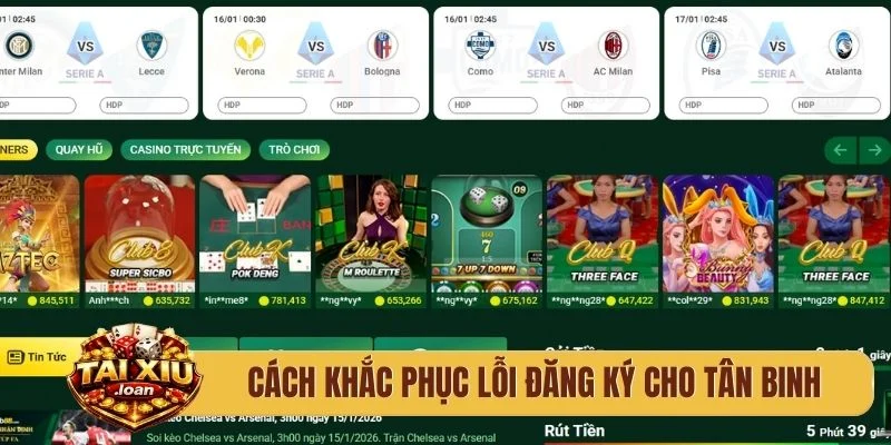 Cách khắc phục lỗi đăng ký cho tân binh