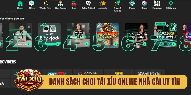 Danh sách chơi tài xỉu online nhà cái nào uy tín